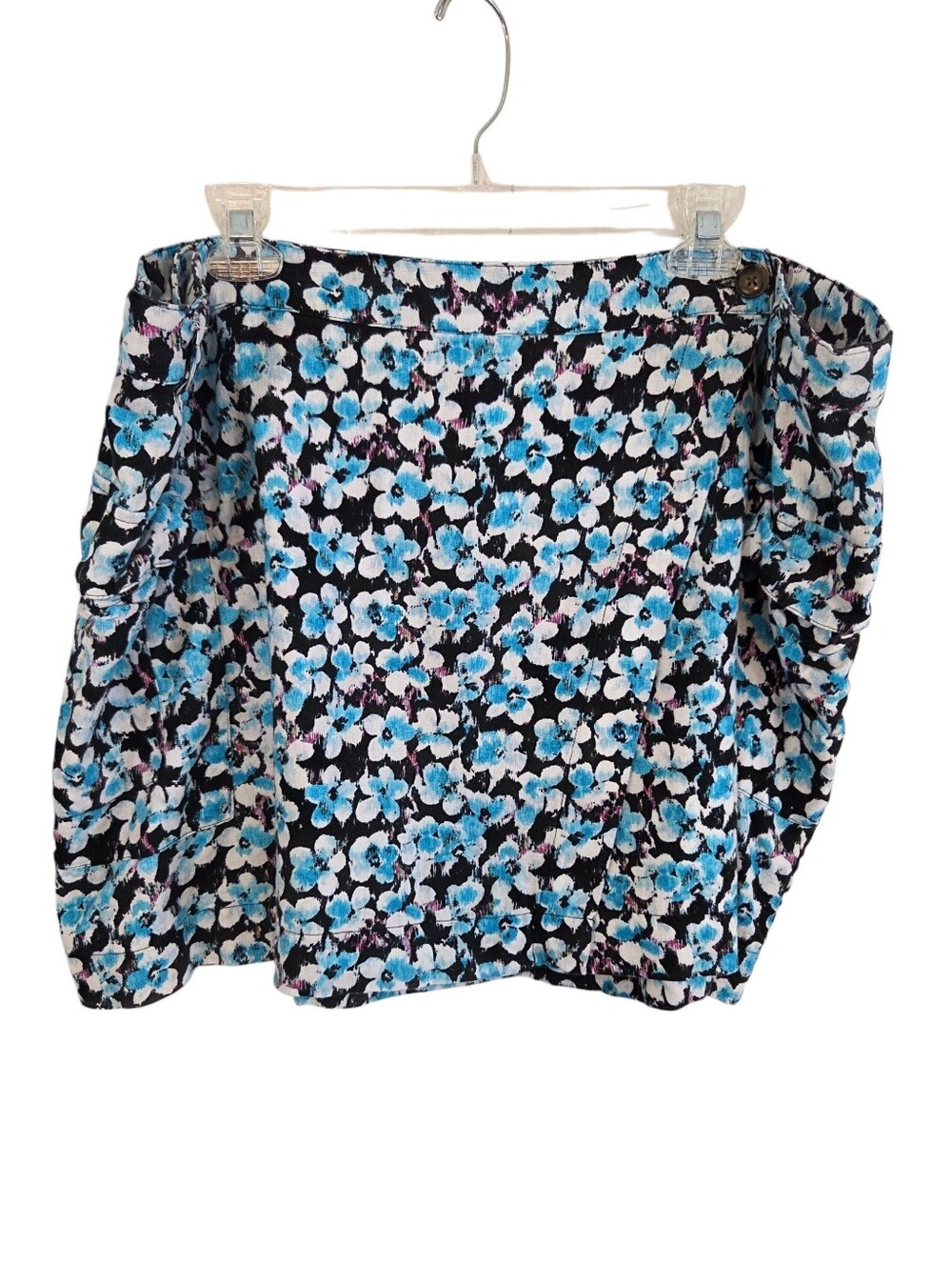 Future Collective Blue White Floral Linen/Rayon Wrap Skirt Size 20 ~ Pre-Owned